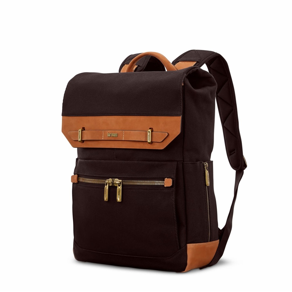 Premium Brown Canvas Backpack with Tan Leather Trim